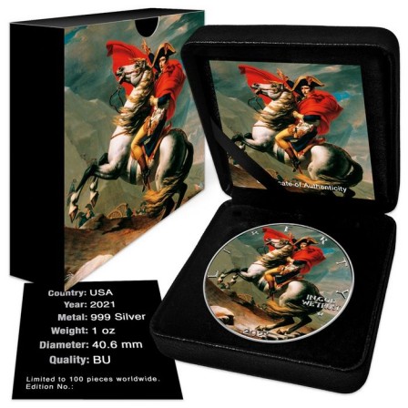  1 dolar Statele Unite. Moneda colorată Napoleon de tip 2 Napoleon   2021 - 1 oz