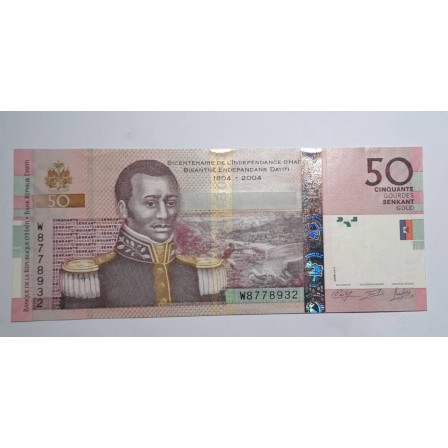Bancnota colectie 50 CINQUANTE GOURDES SENKANT GOUD din anul 2014