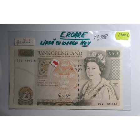 Bancnota de colectie UNICA 50£  din anul 1988