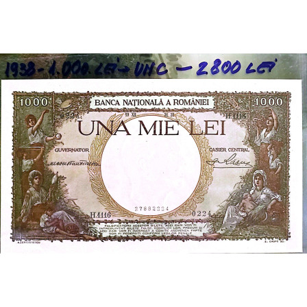 Bancnota de colectie 1000 lei 1938 UNC 