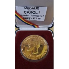 Medalie de colectie Carol l din tombac aurit